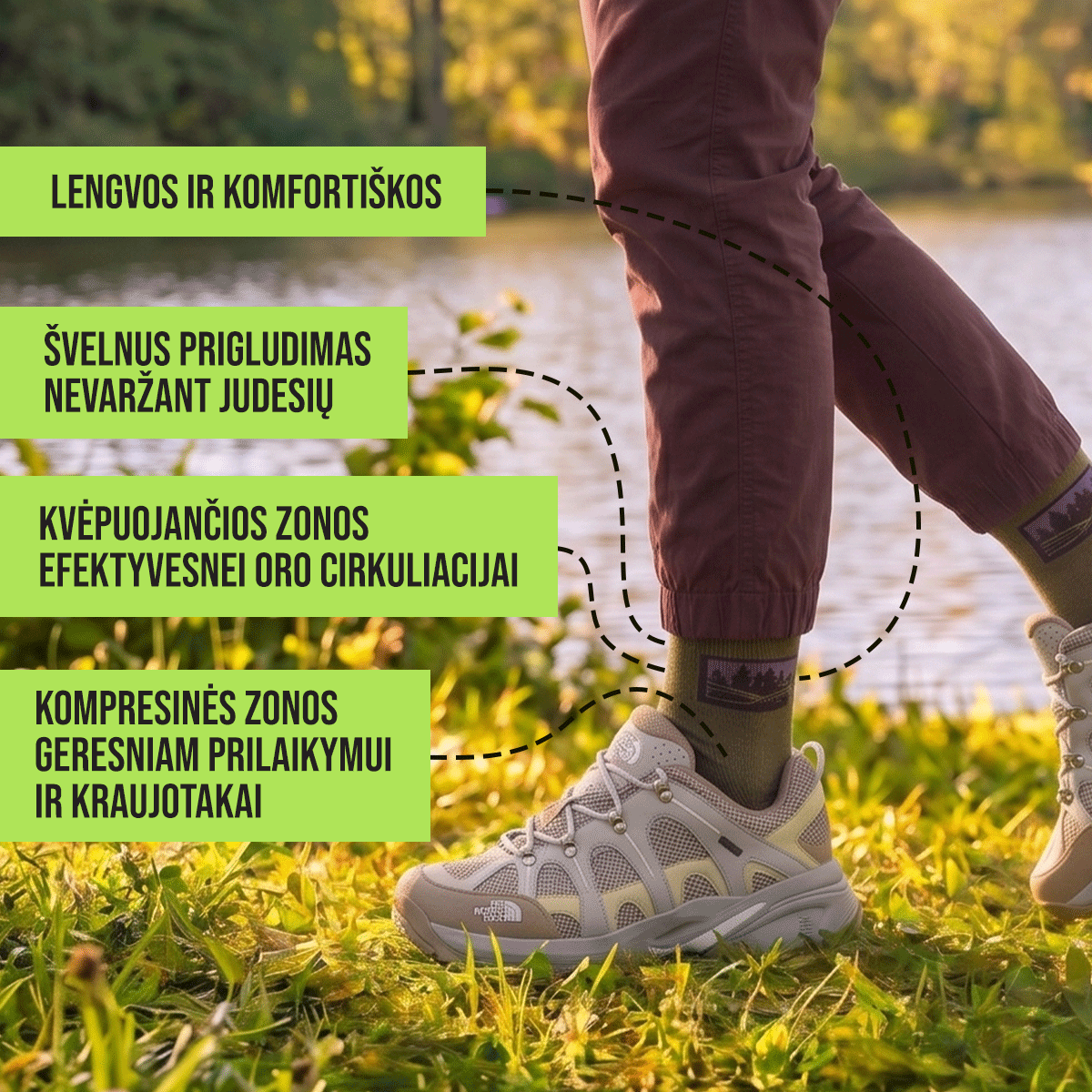 Moteriškos kojinės nuo erkių kasdienai