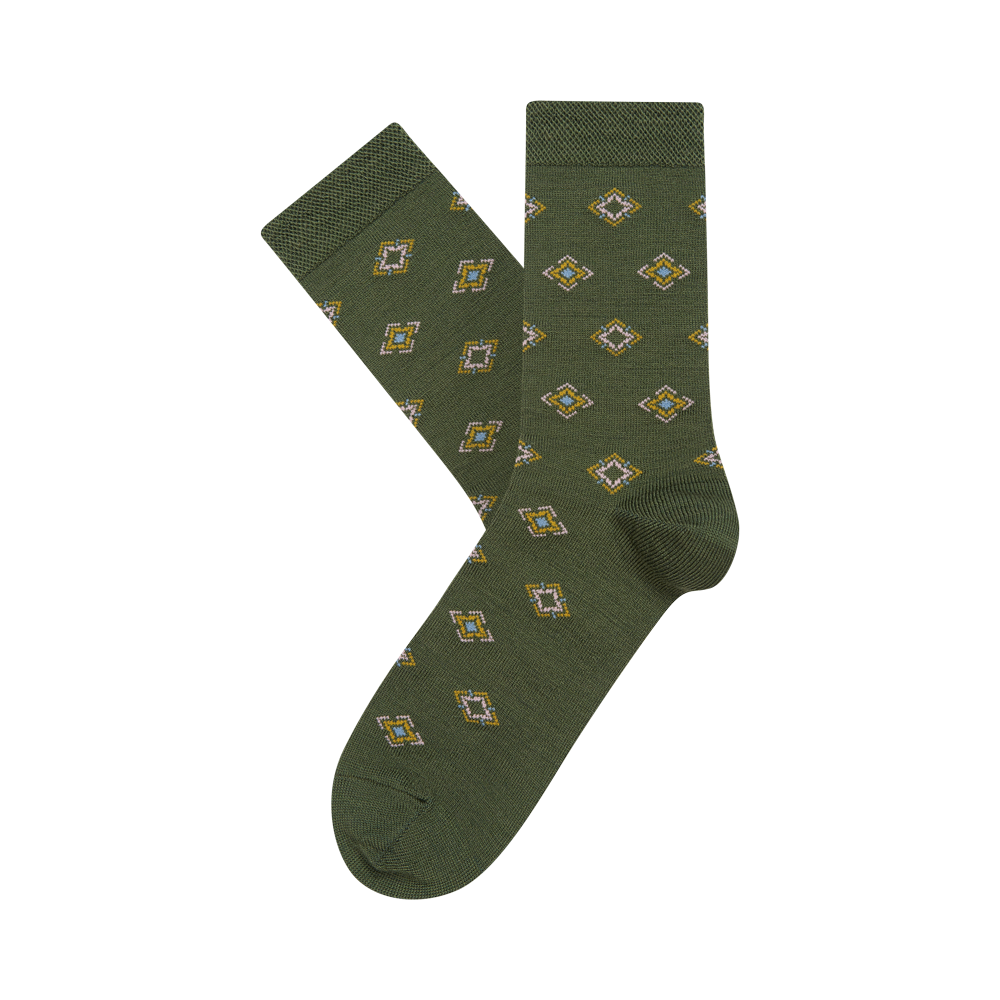 Thin wool socks &quot;Rhombus motifs&quot; 2