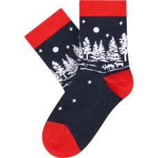 Plonos vilnos kojinės „Kalėdų miškas“