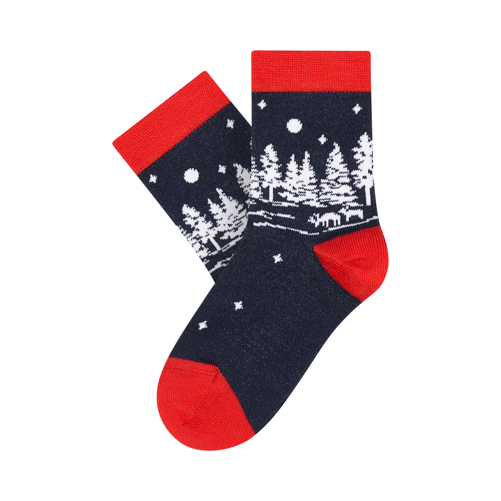 Thin wool socks &quot;Christmas forest&quot; 2
