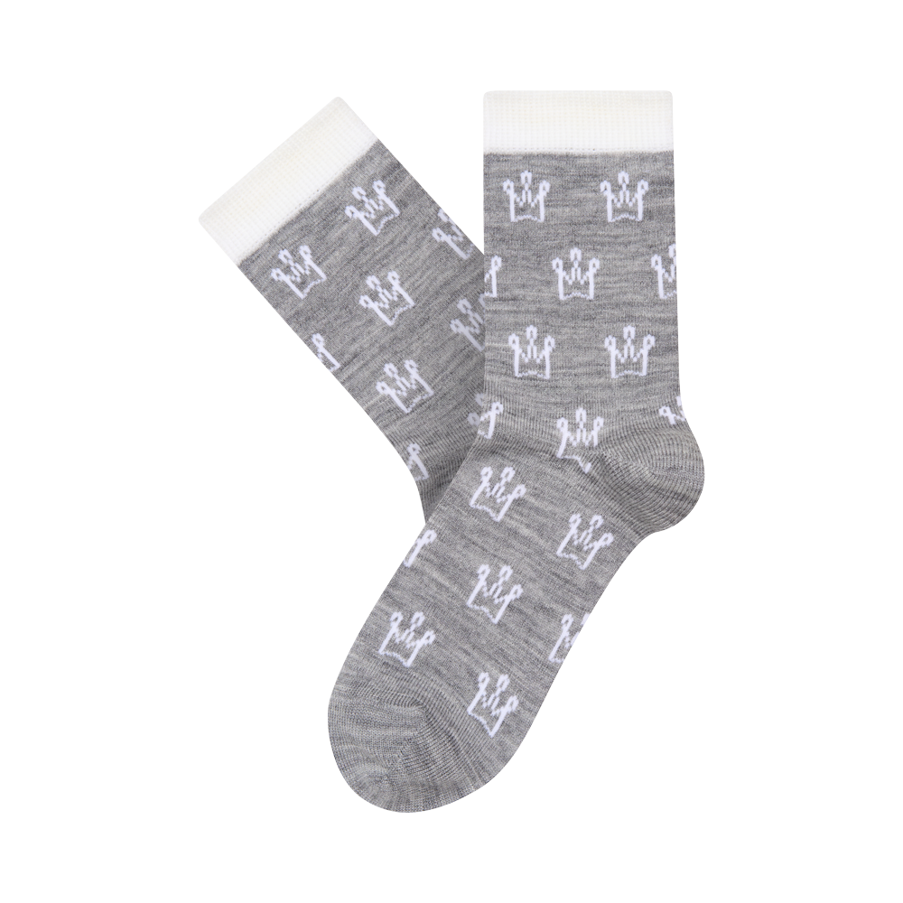 Thin wool socks "Stylised crowns" 1