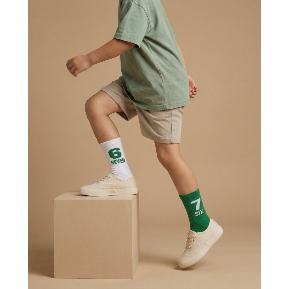 6 7 žalia/balta vaikų kojinės 2