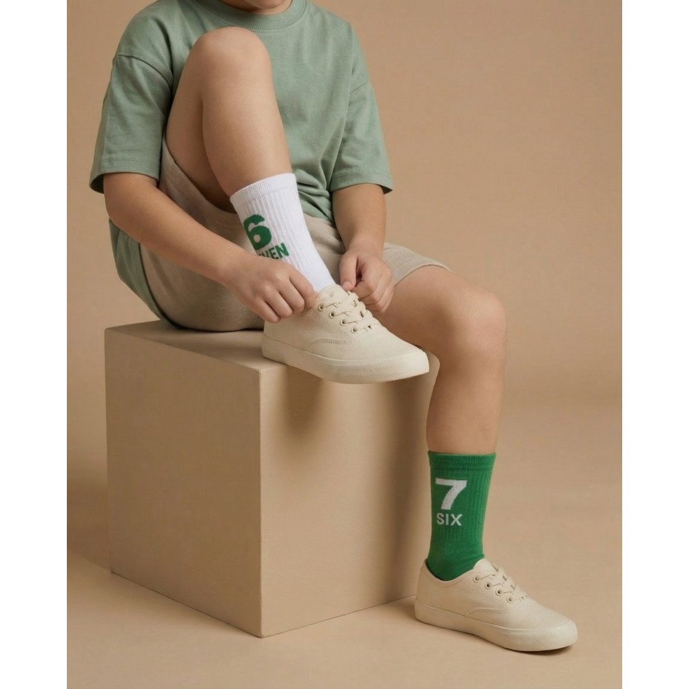 6 7 žalia/balta vaikų kojinės 4