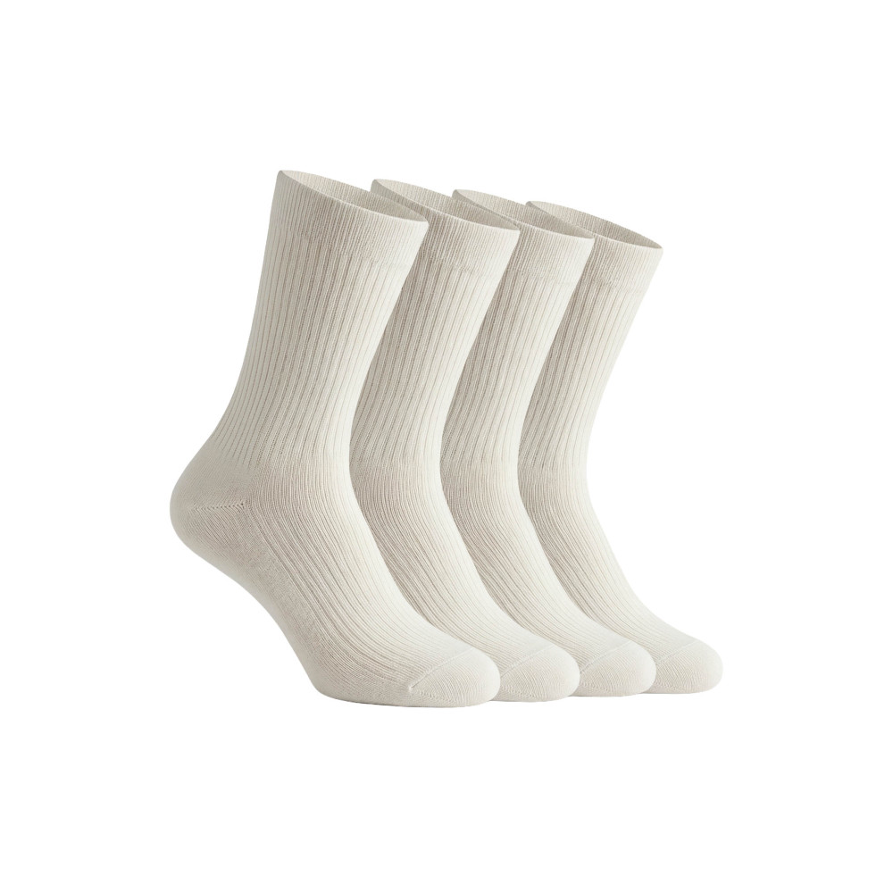 Rib medvilninės baltos kojinės (4 poros) 1