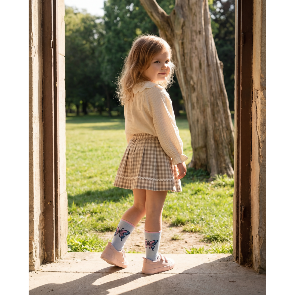 Medvilninės mergaitiškos kojinės ,,Drugelis" 7