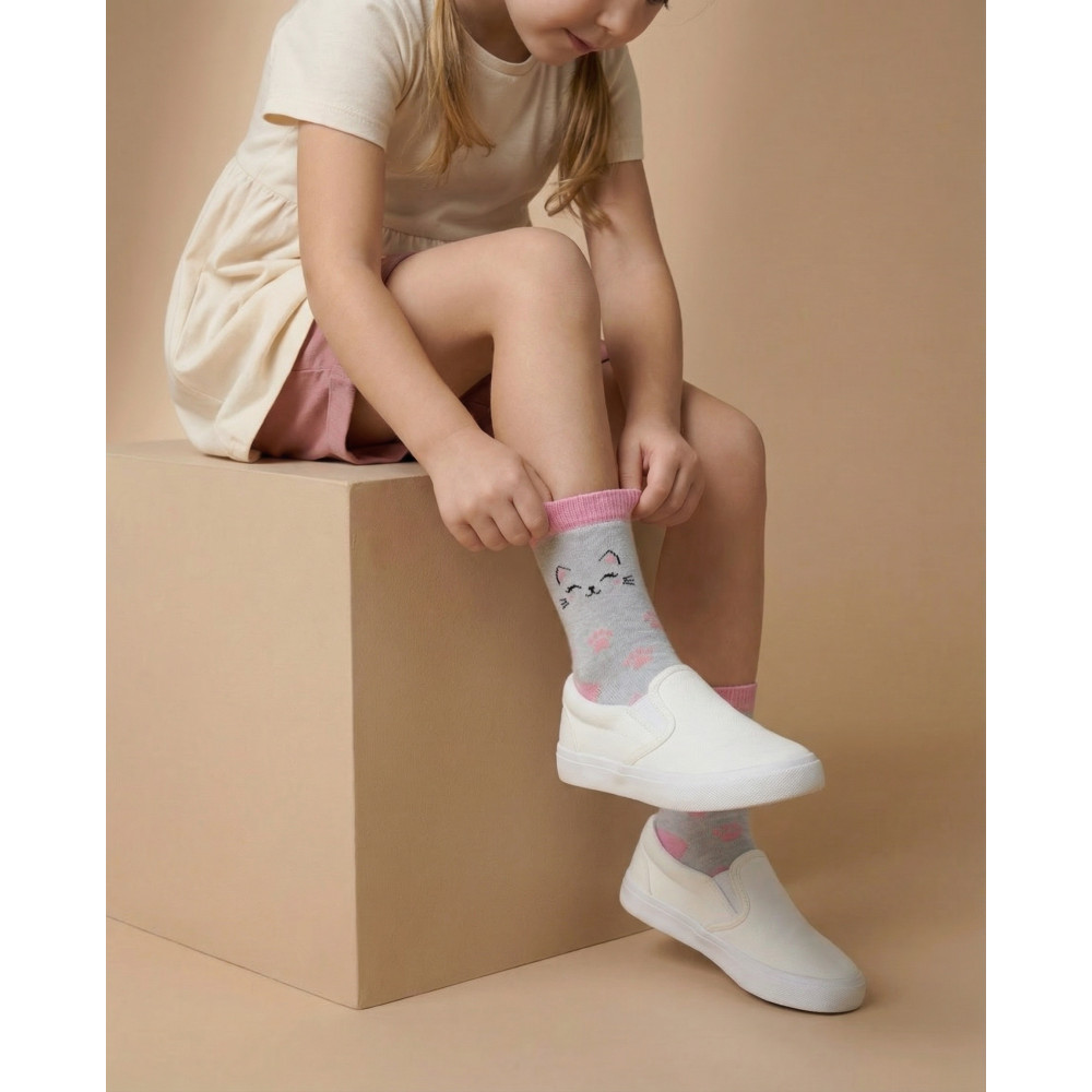 Medvilninės mergaitiškos kojinės ,,Pėdutės" 4