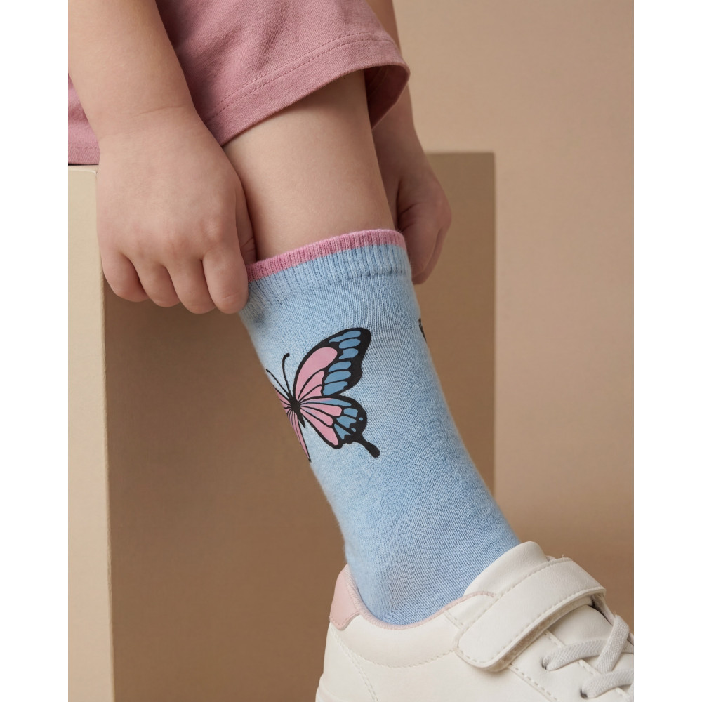 Medvilninės mergaitiškos kojinės ,,Drugelis" 4