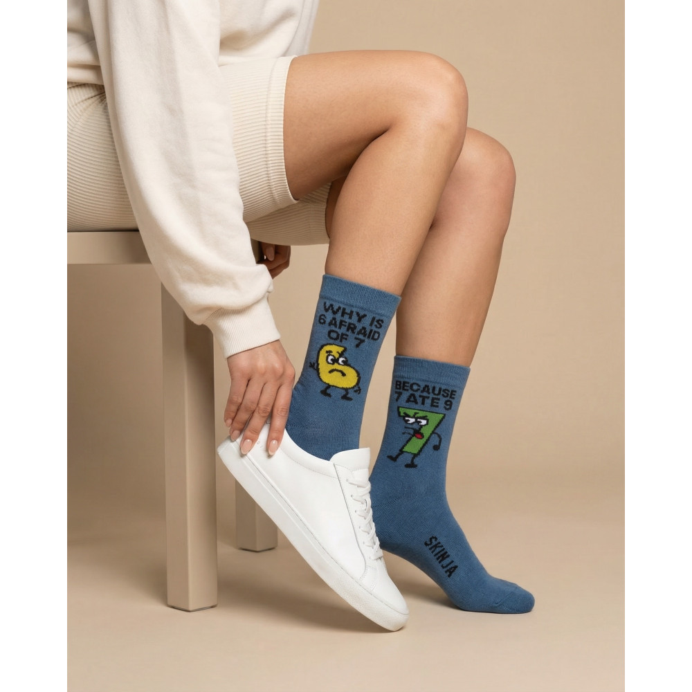 6/7 Mėlynos Moteriškos Kojinės 2