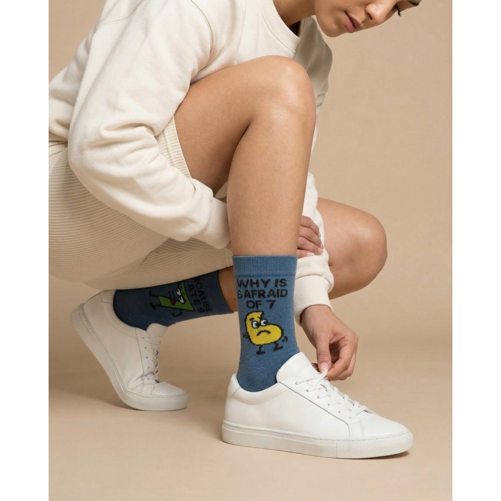 6/7 Mėlynos Moteriškos Kojinės 3