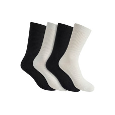 Ribbed Cotton Socks (2 White + 2 Black)