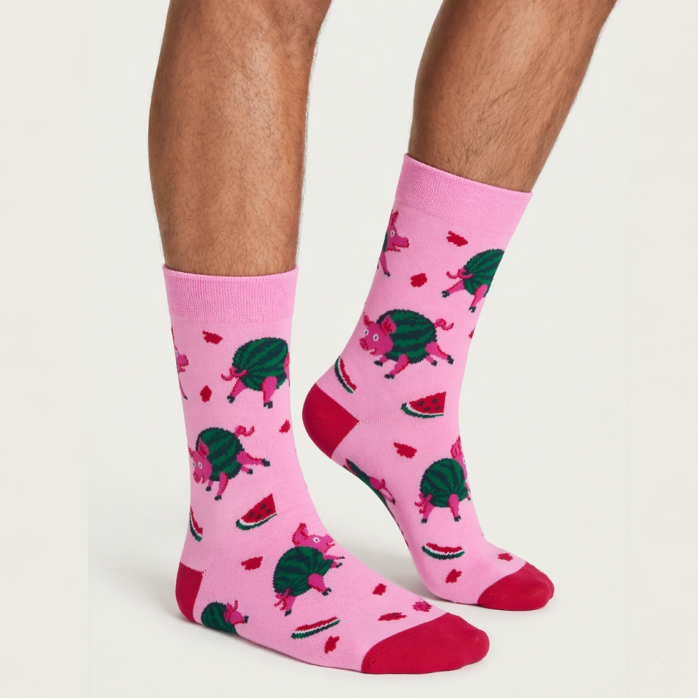 Men’s Watermelon Pig Socks – Cotton Pattern Socks 2